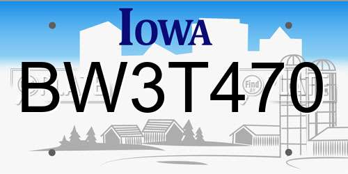 BW3T470 Iowa License Plate