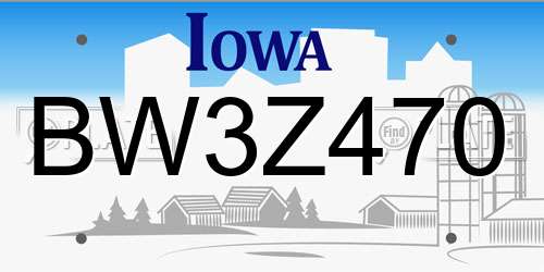 BW3Z470 Iowa License Plate
