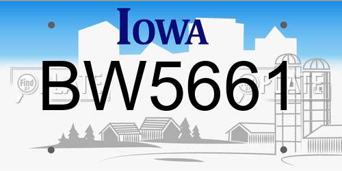 BW5661 Iowa License Plate