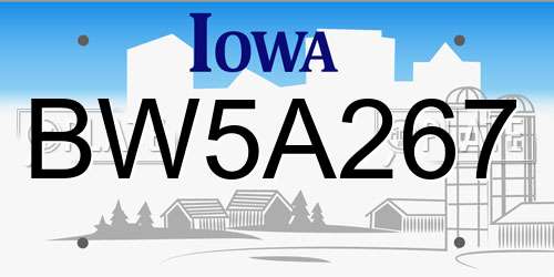 BW5A267 Iowa License Plate