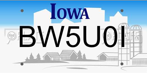 BW5U0I Iowa License Plate
