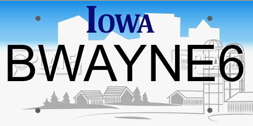 BWAYNE6 Iowa License Plate