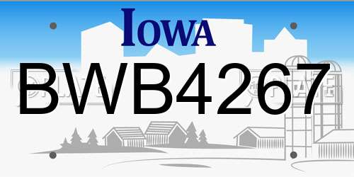 BWB4267 Iowa License Plate