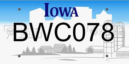 BWC078 Iowa License Plate