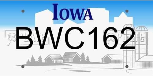 BWC162 Iowa License Plate