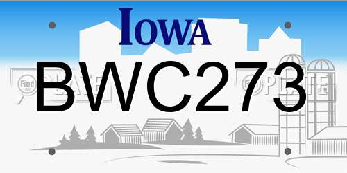 BWC273 Iowa License Plate