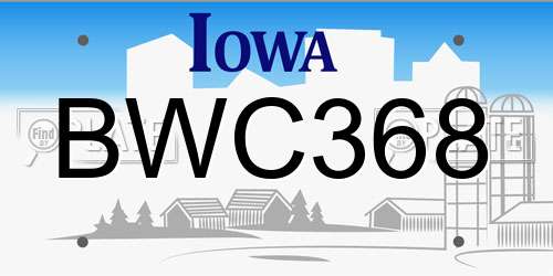BWC368 Iowa License Plate