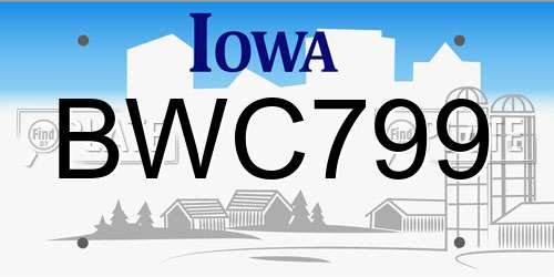 BWC799 Iowa License Plate