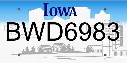 BWD6983 Iowa License Plate