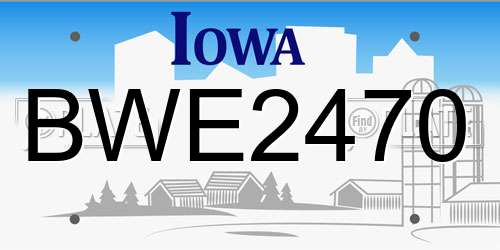 BWE2470 Iowa License Plate