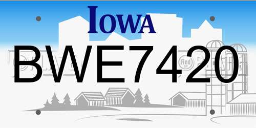 BWE7420 Iowa License Plate