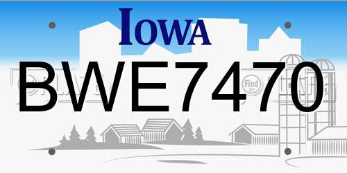 BWE7470 Iowa License Plate