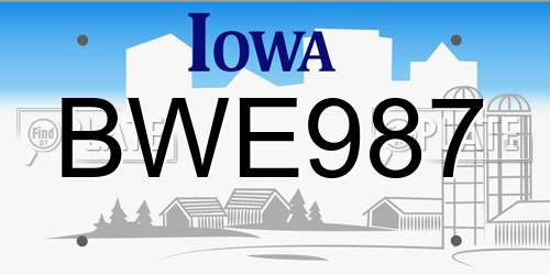 BWE987 Iowa License Plate