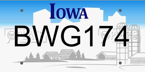 BWG174 Iowa License Plate