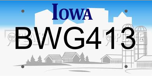BWG413 Iowa License Plate