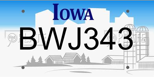 BWJ343 Iowa License Plate