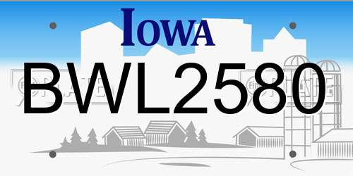 BWL2580 Iowa License Plate
