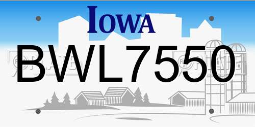 BWL7550 Iowa License Plate