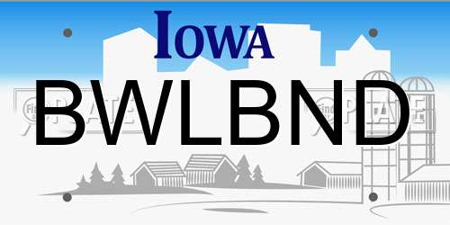 BWLBND Iowa License Plate