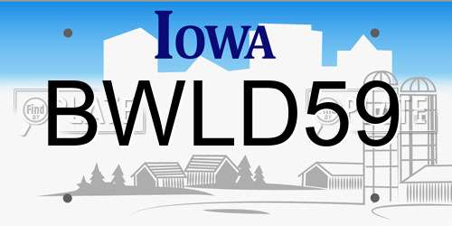 BWLD59 Iowa License Plate