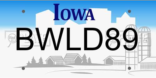 BWLD89 Iowa License Plate