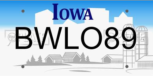 BWLO89 Iowa License Plate