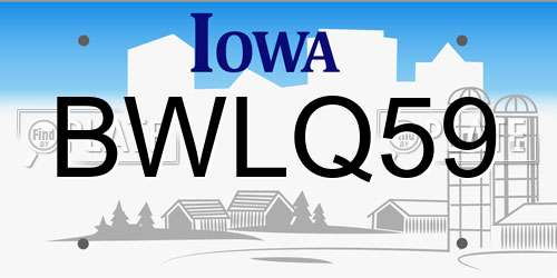 BWLQ59 Iowa License Plate