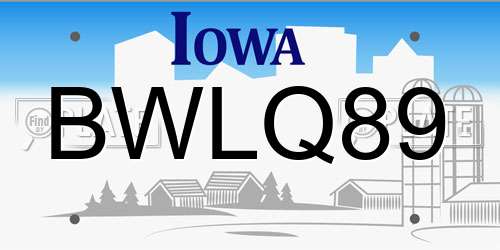 BWLQ89 Iowa License Plate