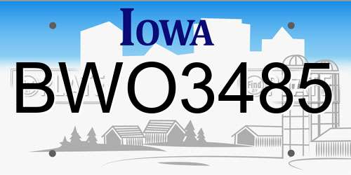 BWO3485 Iowa License Plate
