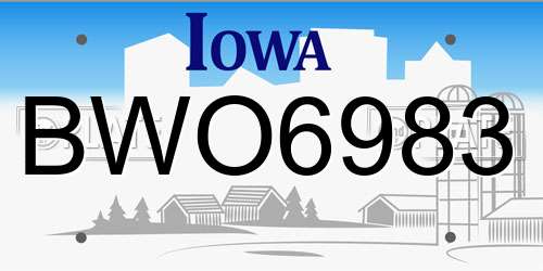 BWO6983 Iowa License Plate