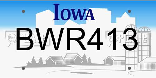 BWR413 Iowa License Plate