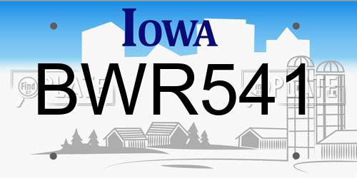BWR541 Iowa License Plate
