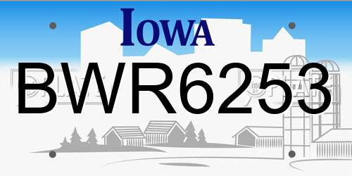 BWR6253 Iowa License Plate