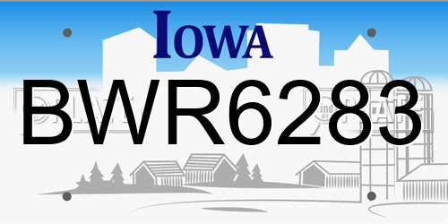 BWR6283 Iowa License Plate