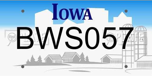 BWS057 Iowa License Plate