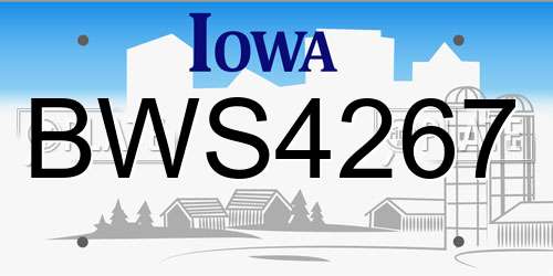 BWS4267 Iowa License Plate