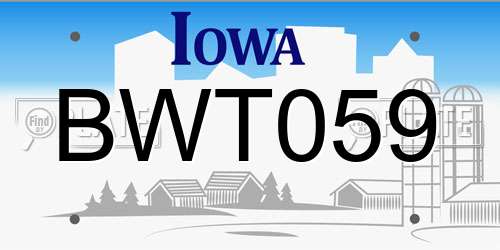 BWT059 Iowa License Plate