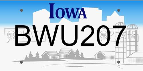 BWU207 Iowa License Plate