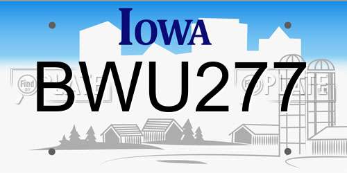 BWU277 Iowa License Plate