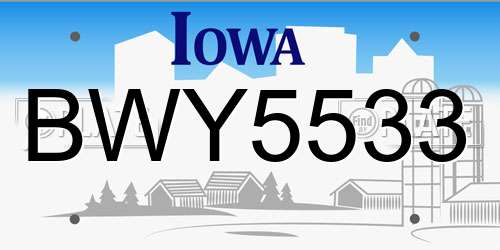BWY5533 Iowa License Plate