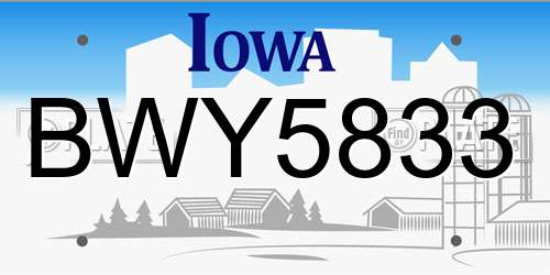 BWY5833 Iowa License Plate