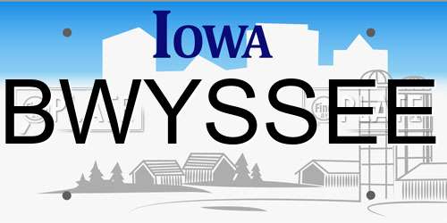 BWYSSEE Iowa License Plate
