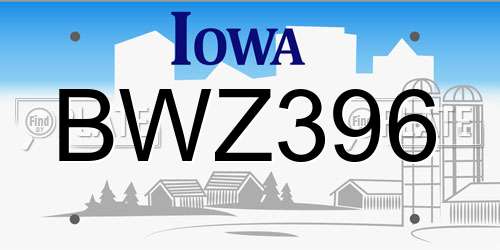 BWZ396 Iowa License Plate