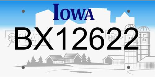 BX12622 Iowa License Plate