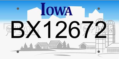 BX12672 Iowa License Plate