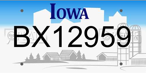 BX12959 Iowa License Plate