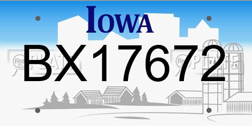 BX17672 Iowa License Plate