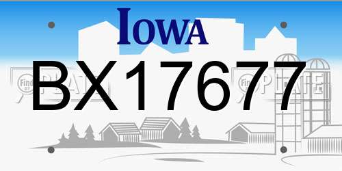 BX17677 Iowa License Plate