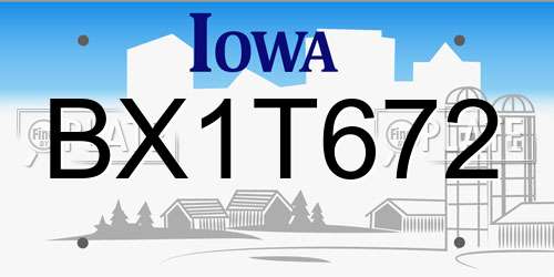 BX1T672 Iowa License Plate