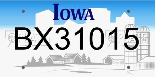 BX31015 Iowa License Plate